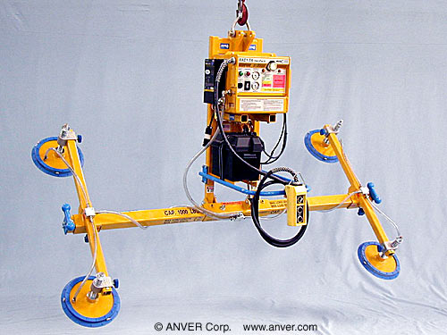 ANVER Four Pad Battery Powered Lifter with Powered Tilt for Lifting Glass Panels 12 ft x 6 ft (3.7 m x 1.8 m) up to 1000 lb (454 kg)